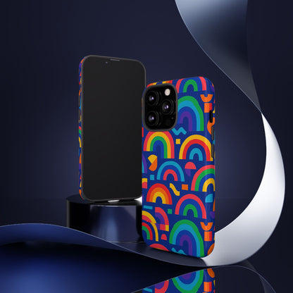 Vibrant Rainbow Geometric 3D Wrap Protective Phone Case for Stylish Accessories Compatible with iPhone 13, 14, 15 & 16 – All Models Including Pro, Pro Max & Plus