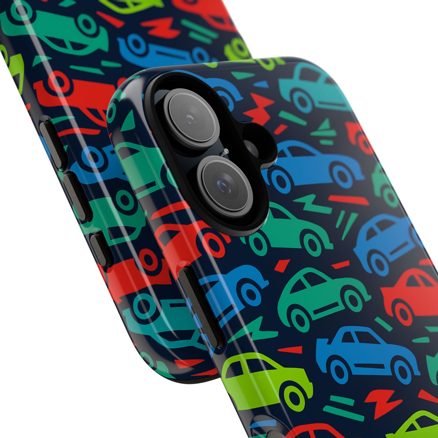 vibrant retro automotive design protective phone case for kids and adults – colourful 3d wrap style – stylish protection compatible with iphone 13, 14, 15 & 16 – all models including pro, pro max & plus
