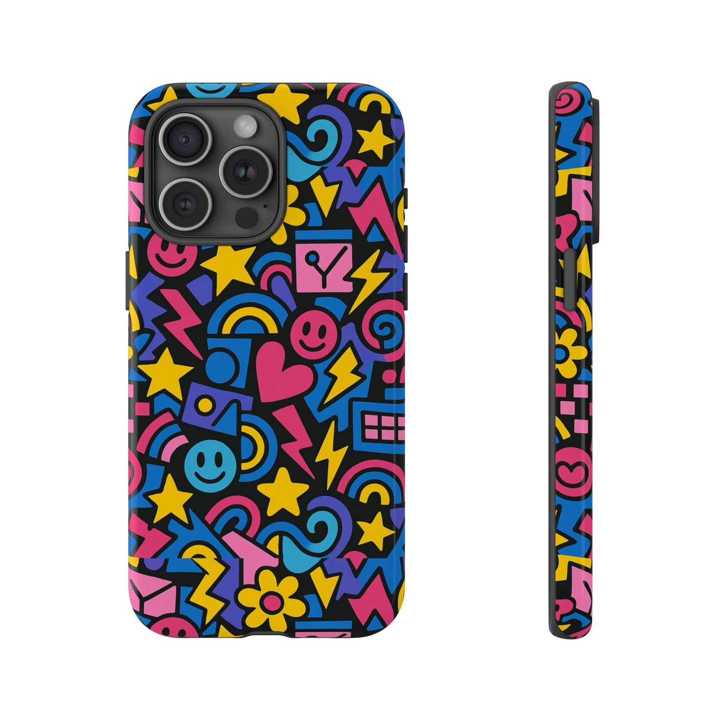 vibrant multicolour cartoon protective phone case – playful 3d design for stylish protection – compatible with iphone 13, 14, 15 & 16 – all models including pro, pro max & plus