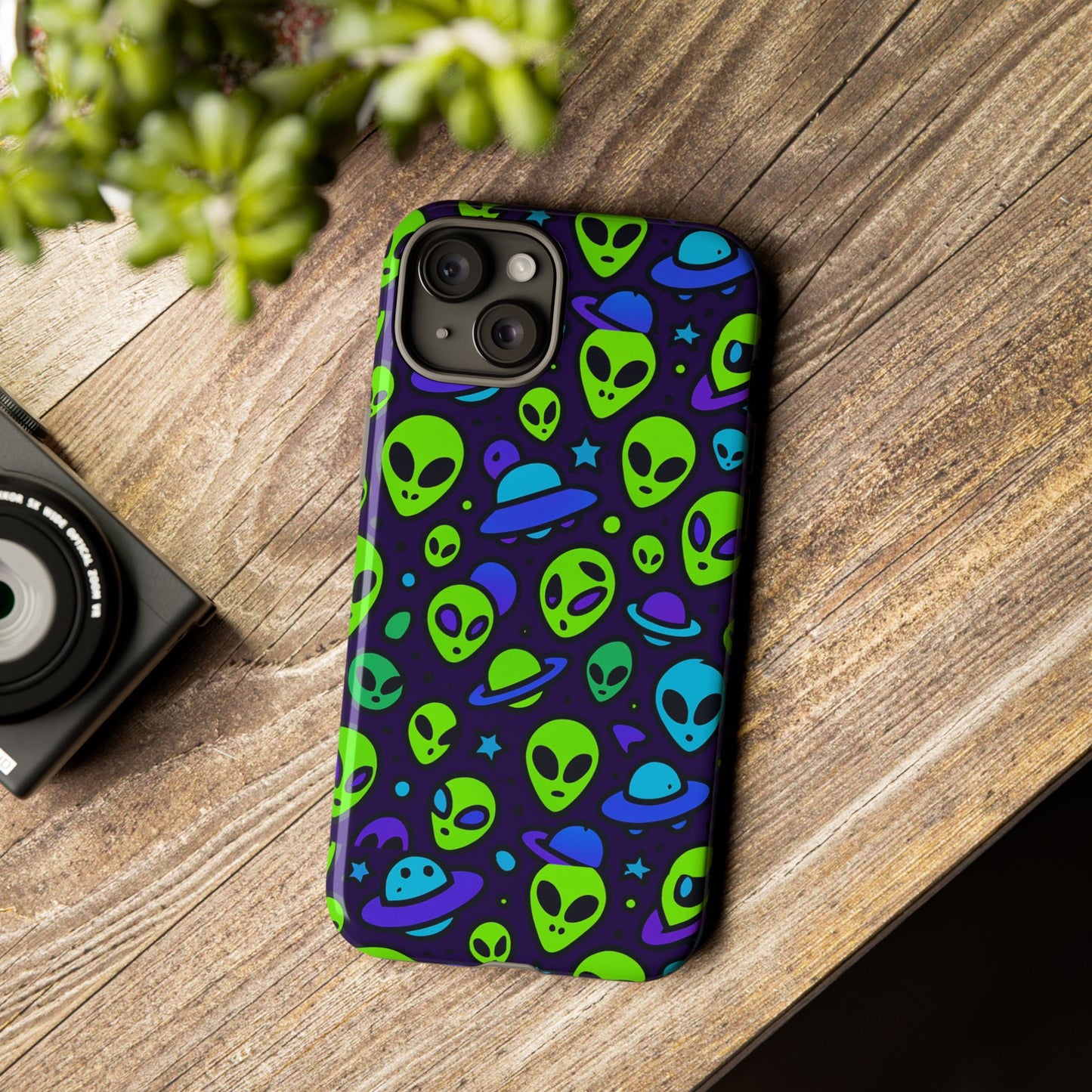 vibrant alien 3d wrap protective phone case in multicolour design for fun smartphone accessories compatible with iphone 13, 14, 15 & 16 – all models including pro, pro max & plus