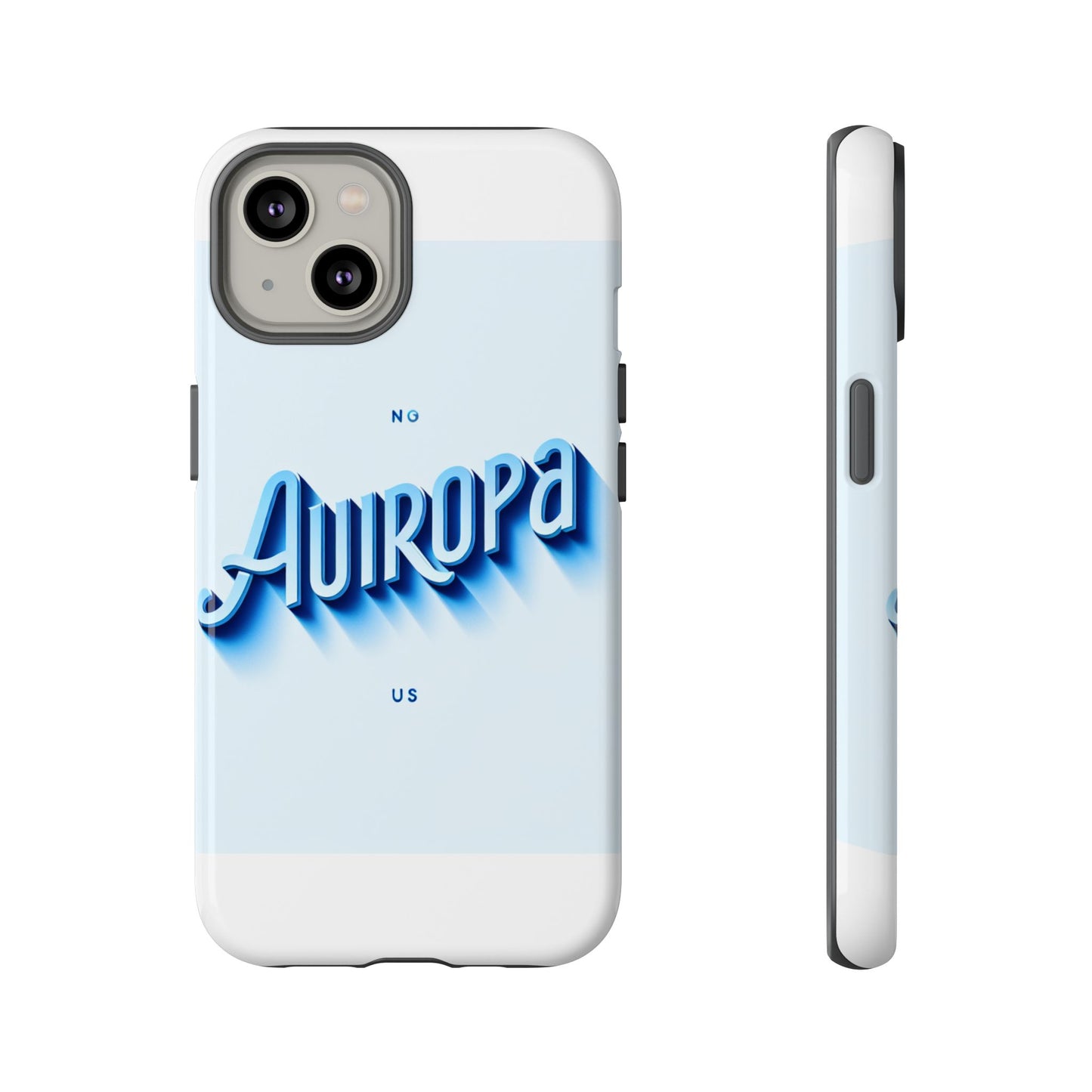 protective phone case with retro typography design in blue for stylish protection, compatible with iphone 13, 14, 15 & 16 – all models including pro, pro max & plus