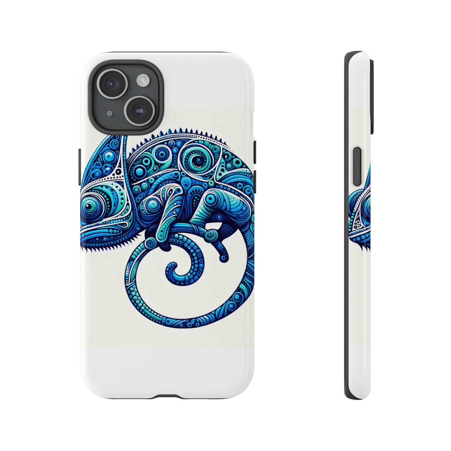 vibrant 3d wrap protective phone case with blue chameleon design, creative accessory for unique style, compatible with iphone 13, 14, 15 & 16 – all models including pro, pro max & plus