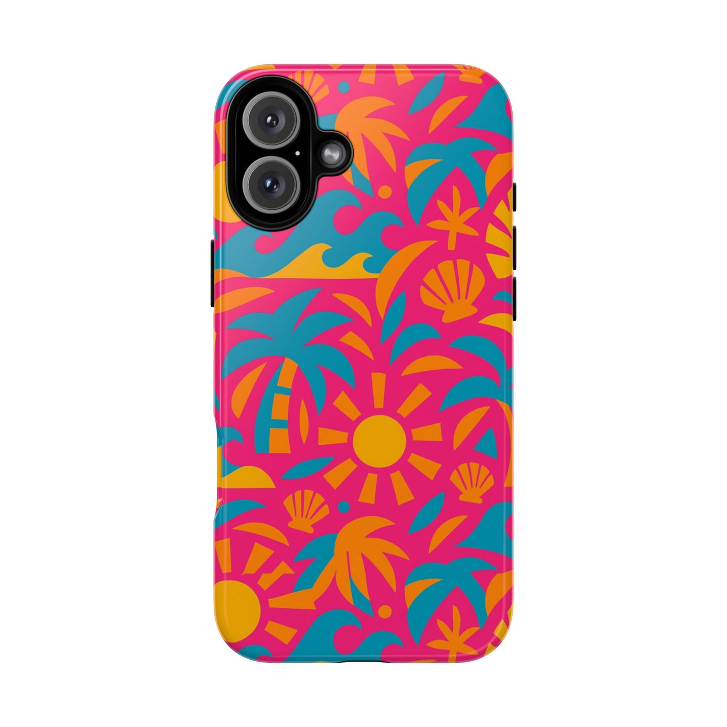 vibrant tropical 3d wrap design protective phone case with retro style – bold accessory for self-expression compatible with iphone 13, 14, 15 & 16 – all models including pro, pro max & plus
