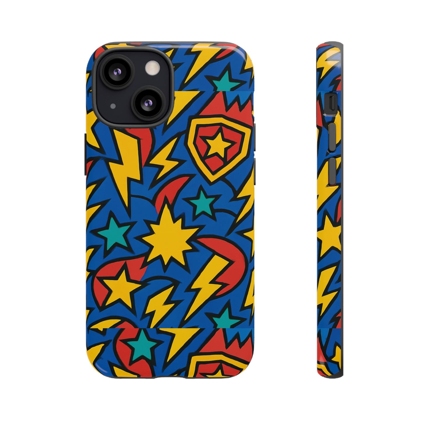multicolour superhero phone case with 3d design for playful protection compatible with iphone 13, 14, 15 & 16 – all models including pro, pro max & plus