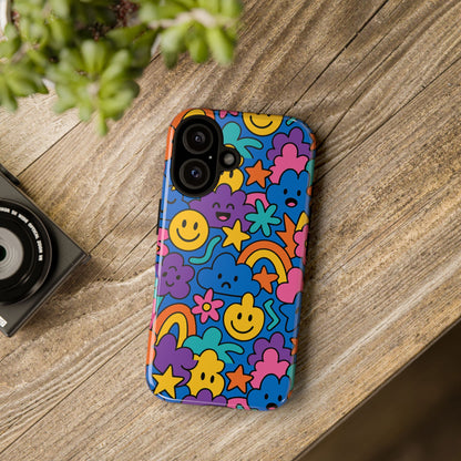 Vibrant Cartoon Protective Phone Case with Playful Multicolour Design – Unisex Fashion Accessory – Compatible with iPhone 13, 14, 15 & 16 – All Models Including Pro, Pro Max & Plus