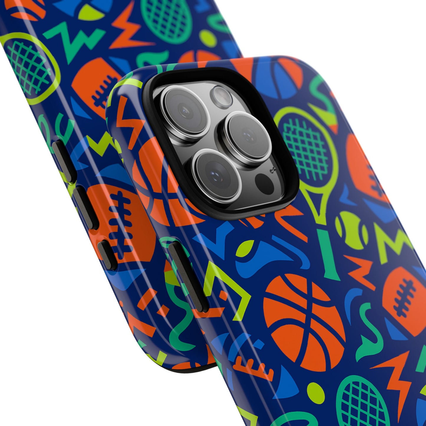 vibrant 3d sports pattern protective phone case for unisex – colourful accessory for stylish protection compatible with iphone 13, 14, 15 & 16 – all models including pro, pro max & plus