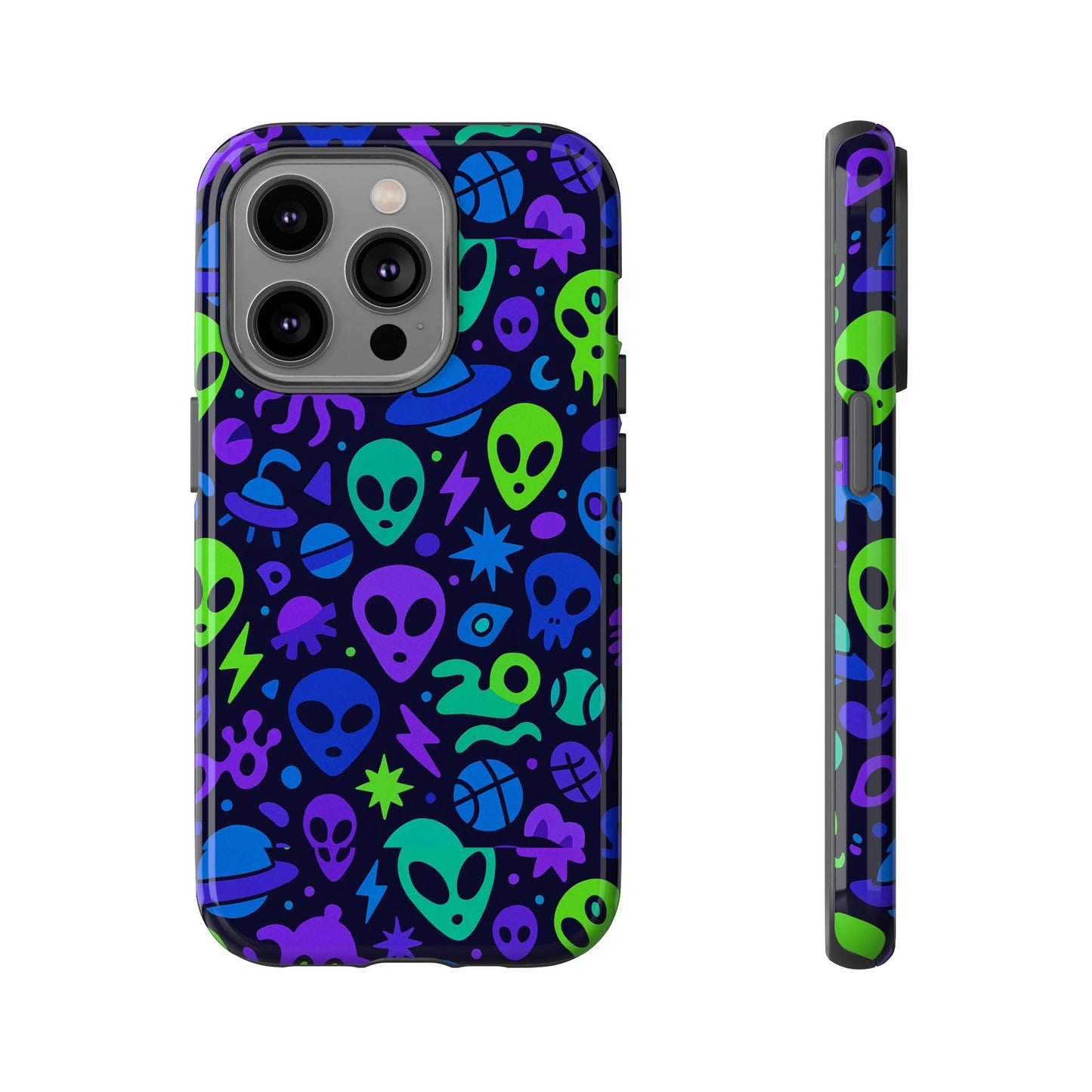 vibrant 3d alien and space design protective phone case for unisex smartphone accessories compatible with iphone 13, 14, 15 & 16 – all models including pro, pro max & plus