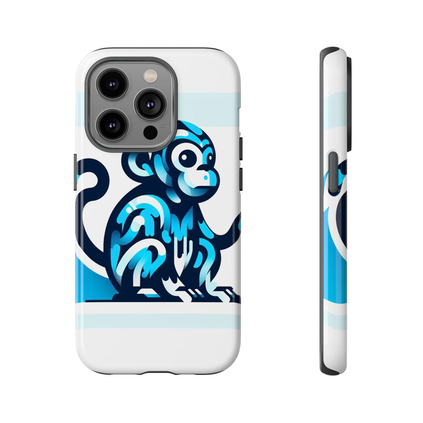 vibrant 3d monkey-inspired phone case for stylish protection in blue – unisex design compatible with iphone 13, 14, 15 & 16 – all models including pro, pro max & plus