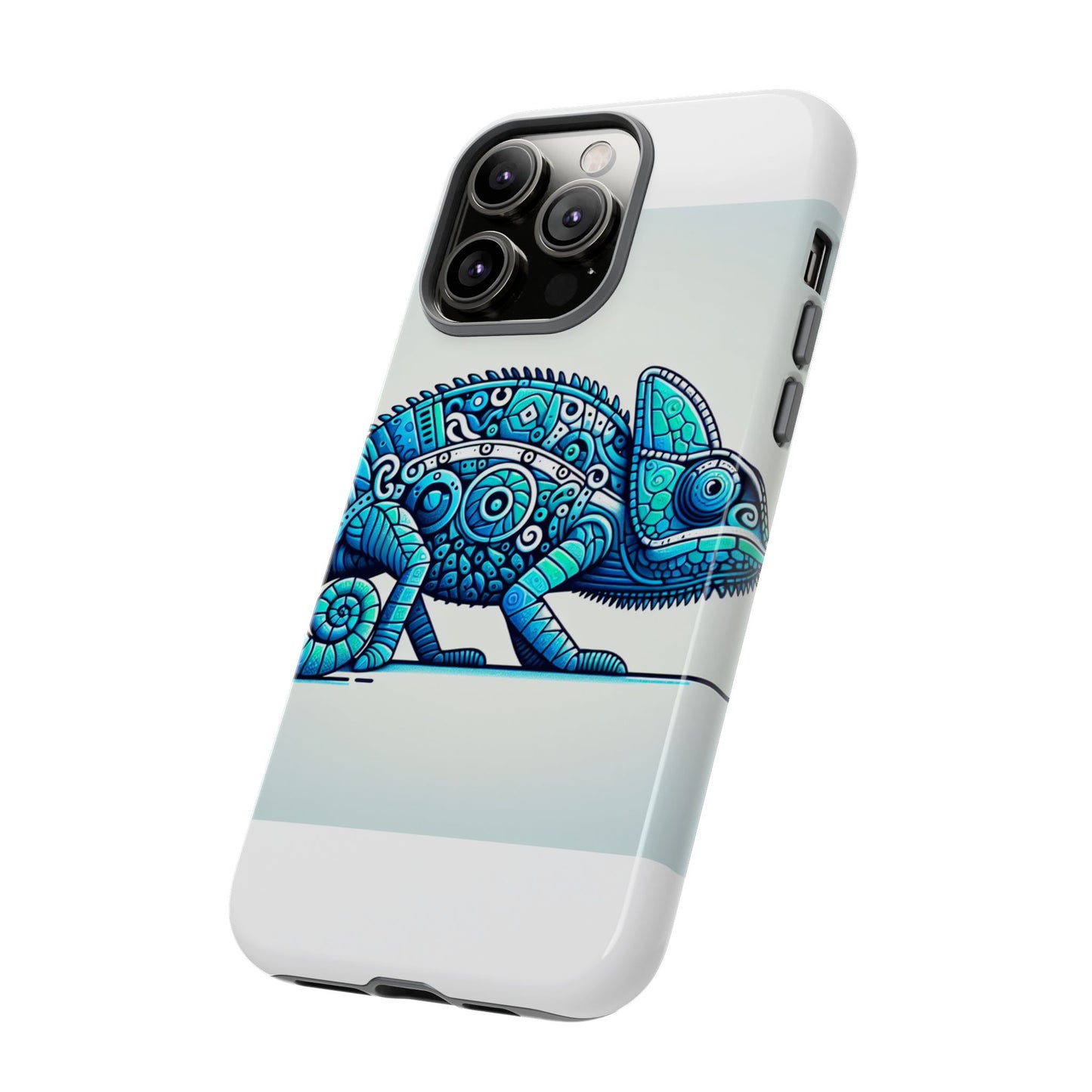 vibrant 3d chameleon print glossy phone case for eye-catching protection compatible with iphone 13, 14, 15 & 16 – all models including pro, pro max & plus