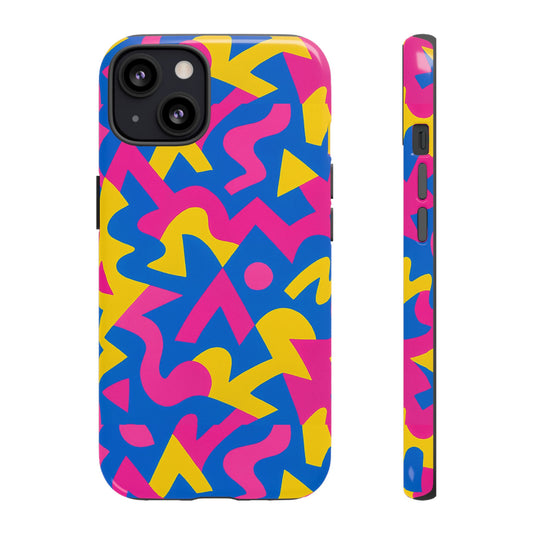 Vibrant Y2K Geometric Protective Phone Case with 3D Wrap Design for Unique Style Compatible with iPhone 13, 14, 15 & 16 – all models including Pro, Pro Max & Plus
