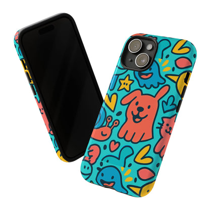 Vibrant Colourful Protective Phone Case with Fun Animal Cartoon Design – Stylish Protection for Kids and Adults Compatible with iPhone 13, 14, 15 & 16 – All Models Including Pro, Pro Max & Plus