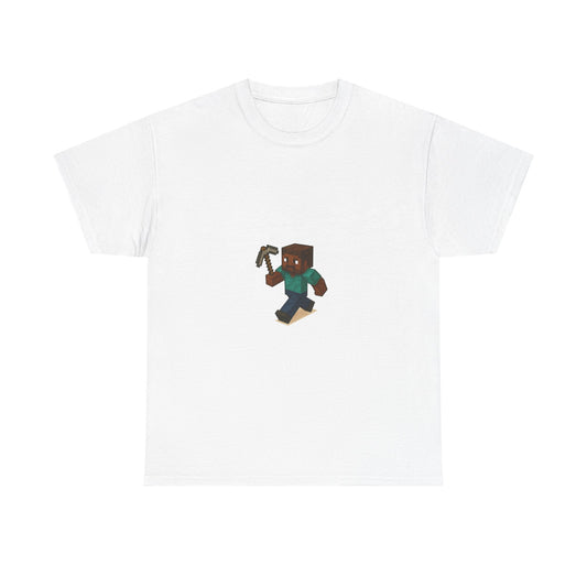 Unisex Heavy Cotton Tee - Retro Gamer Shirt with Pixelated Character for Gaming Enthusiasts and Casual Wear