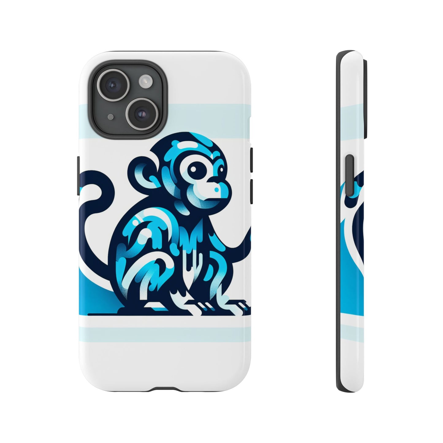 vibrant 3d monkey-inspired phone case for stylish protection in blue – unisex design compatible with iphone 13, 14, 15 & 16 – all models including pro, pro max & plus