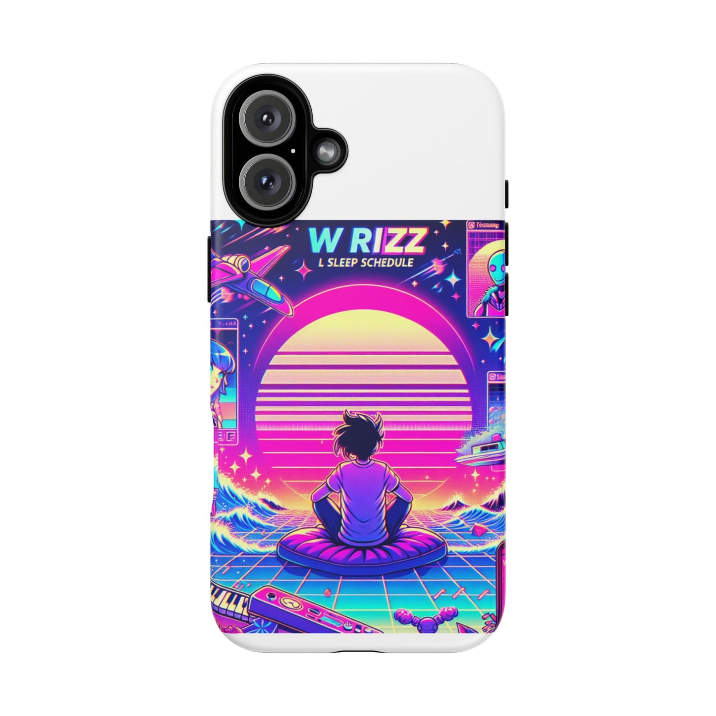w rizz l sleep schedule protective phone case for anime lovers