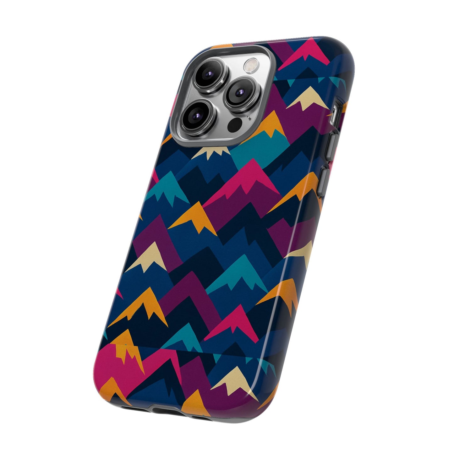 multicolour mountain geometric protective phone case – stylish accessory for unique self-expression compatible with iphone 13, 14, 15 & 16 – all models including pro, pro max & plus