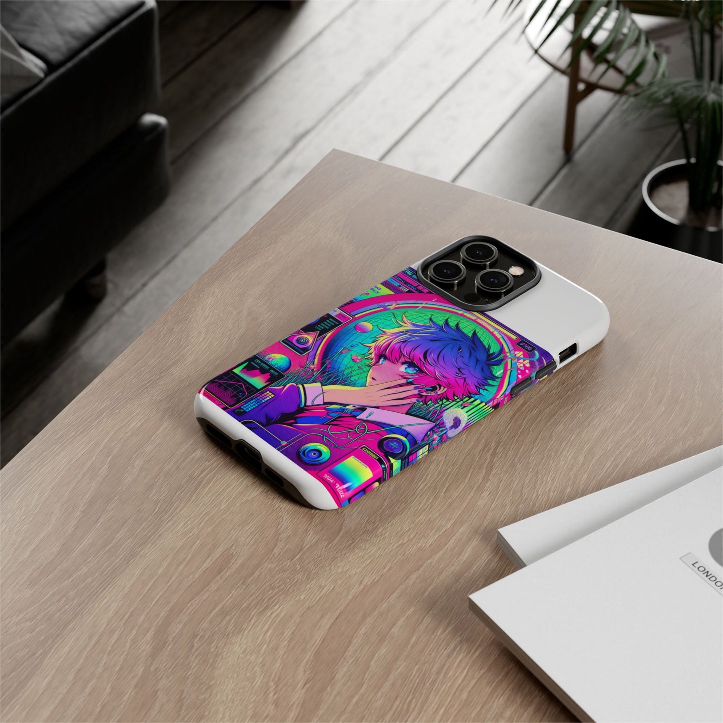 touching grass weekly vibrant protective phone case for smartphones, retro anime design, shock absorbent tpu, uv protected, unique gift for tech enthusiasts