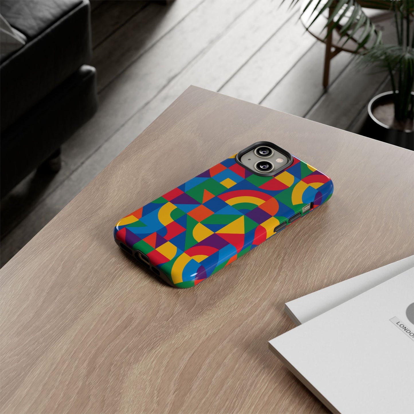 vibrant 3d geometric phone case with bold design stylish protection accessory compatible with iphone 13, 14, 15 & 16 – all models including pro, pro max & plus