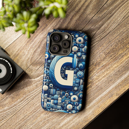 Blue Alphabet G Phone Case for iPhone and Android Shockproof Protective Cover with 3D Wrap Design and UV Protection