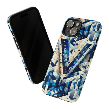 Blue Alphabet V Phone Case for Samsung and iPhone Shockproof Protective Cover with 3D Wrap Design and UV Resistance