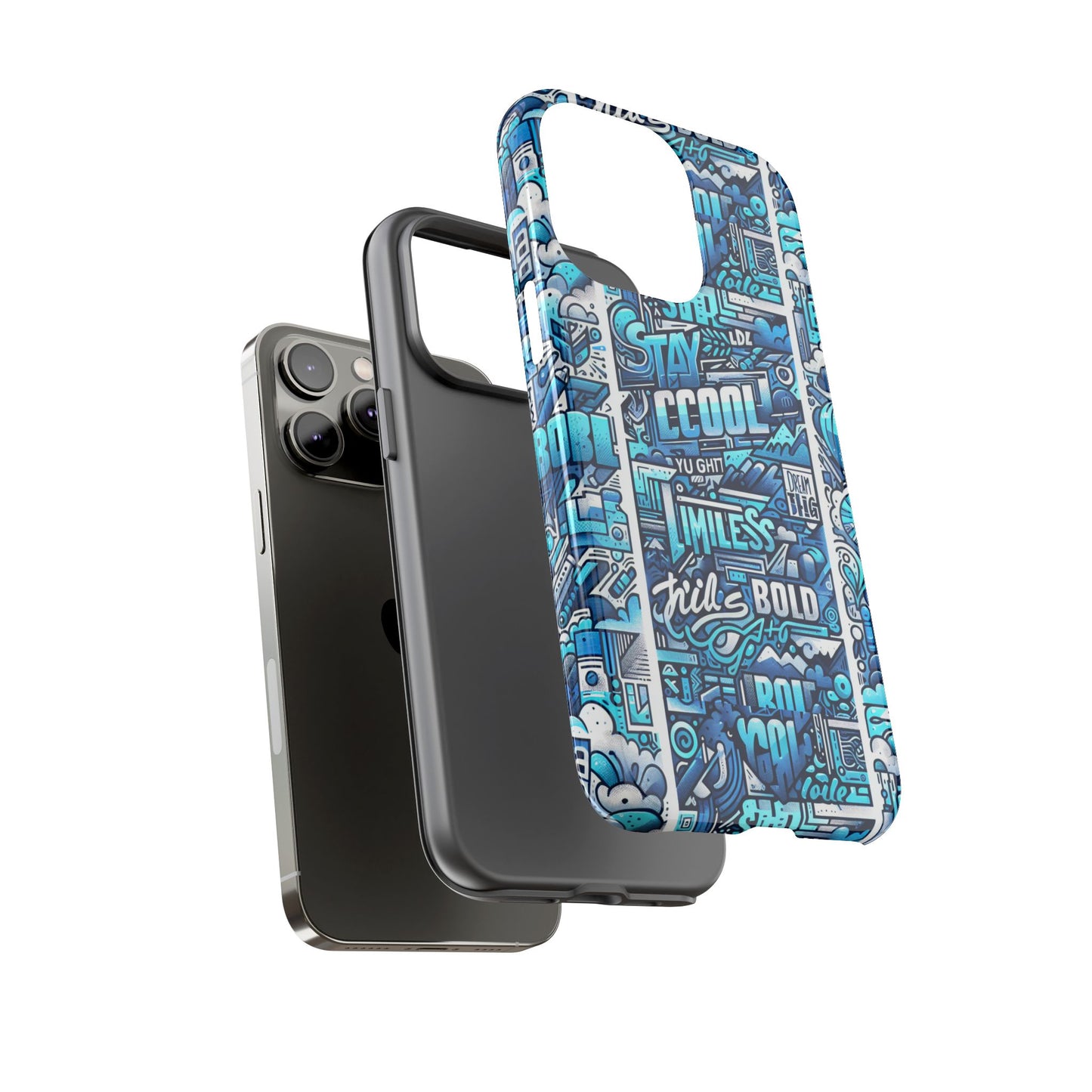 vibrant artistic 3d wrap phone case in blue for trendsetters – stylish protection compatible with iphone 13, 14, 15 & 16 – all models including pro, pro max & plus