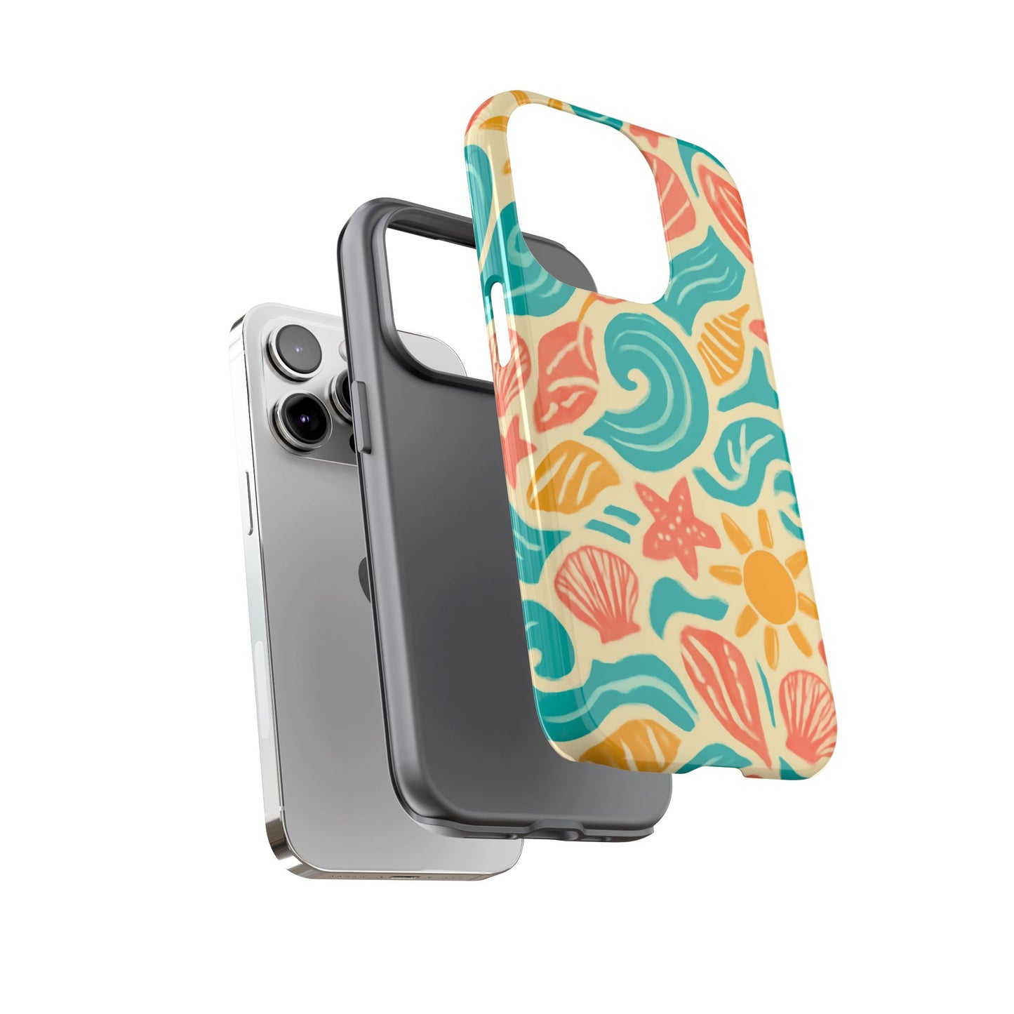 vibrant beach style protective phone case with 3d wrap design for stylish protection – compatible with iphone 13, 14, 15 & 16 – all models including pro, pro max & plus