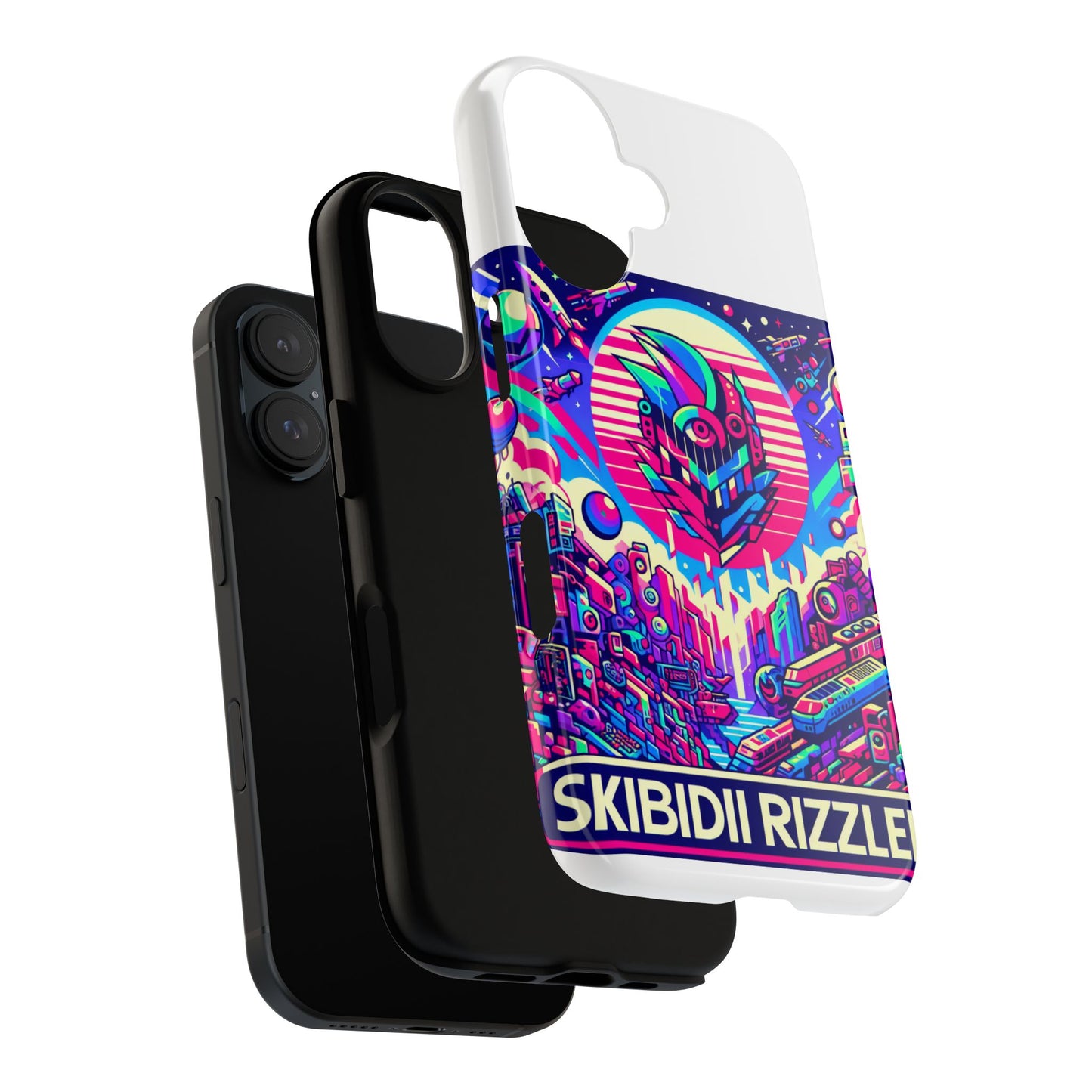 skibidi rizzler protective phone case with 3d wrap design, shock absorbing tpu silicone, uv protected, ideal gift for anime and comic culture fans