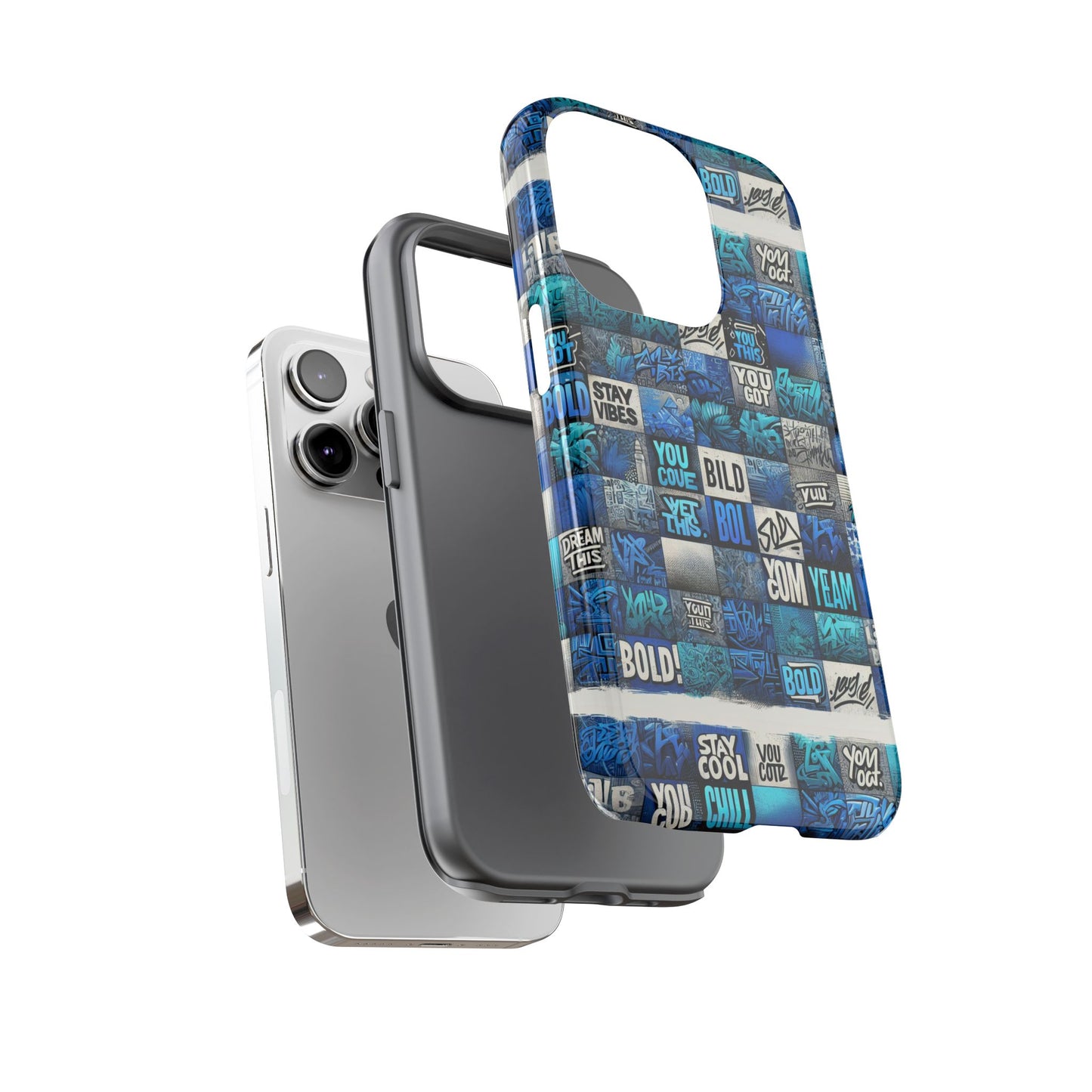 vibrant 3d graphic protective phone case with blue design – playful accessory for stylish protection compatible with iphone 13, 14, 15 & 16 – all models including pro, pro max & plus