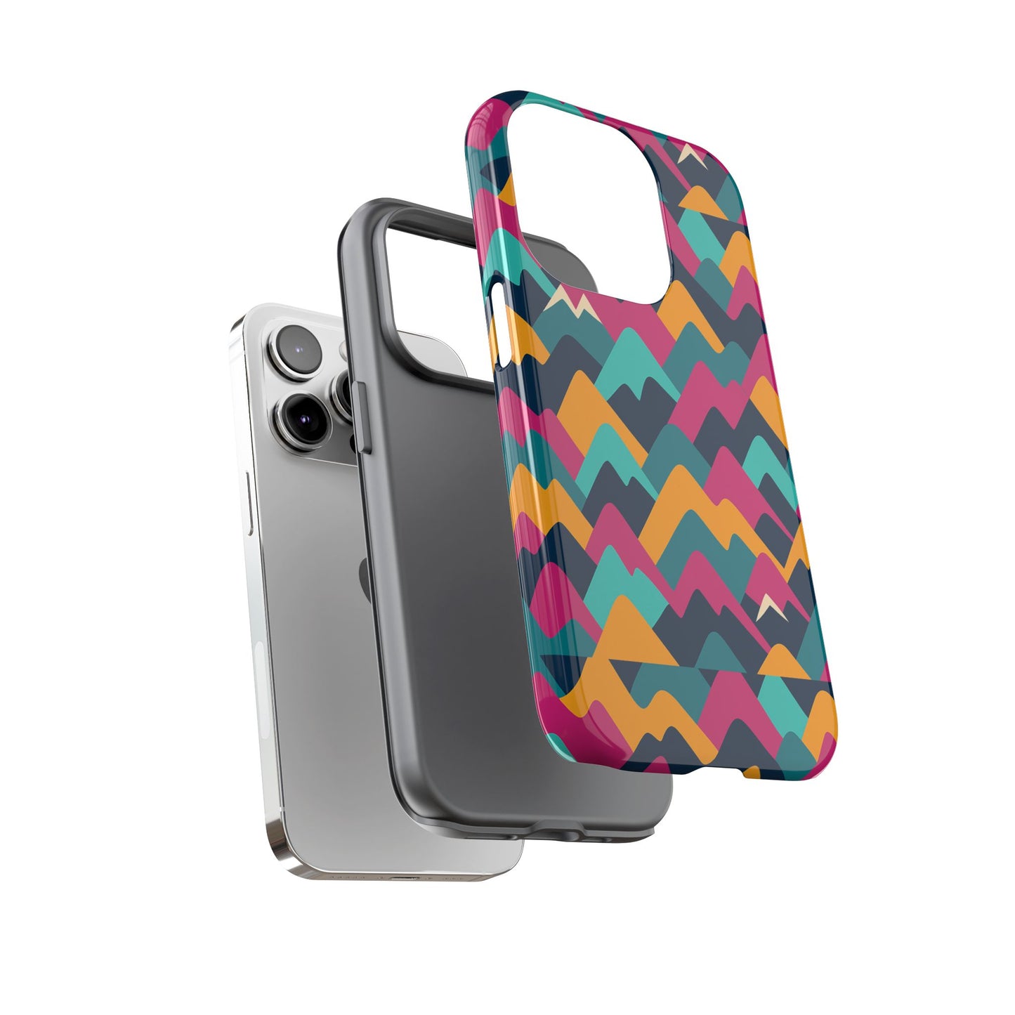 vibrant 3d geometric protective phone case for unisex, stylish smartphone accessory with playful design, compatible with iphone 13, 14, 15 & 16 – all models including pro, pro max & plus
