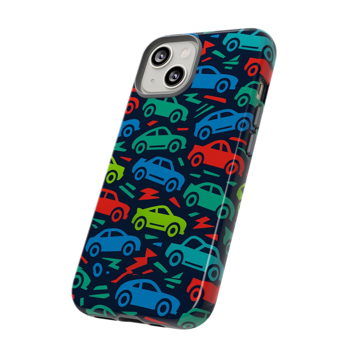 vibrant retro automotive design protective phone case for kids and adults – colourful 3d wrap style – stylish protection compatible with iphone 13, 14, 15 & 16 – all models including pro, pro max & plus