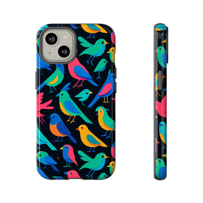 Vibrant Multicolour 3D Bird Print Protective Phone Case for Smart Devices – Unique Accessory for Trendsetters Compatible with iPhone 13, 14, 15 & 16 – All Models Including Pro, Pro Max & Plus