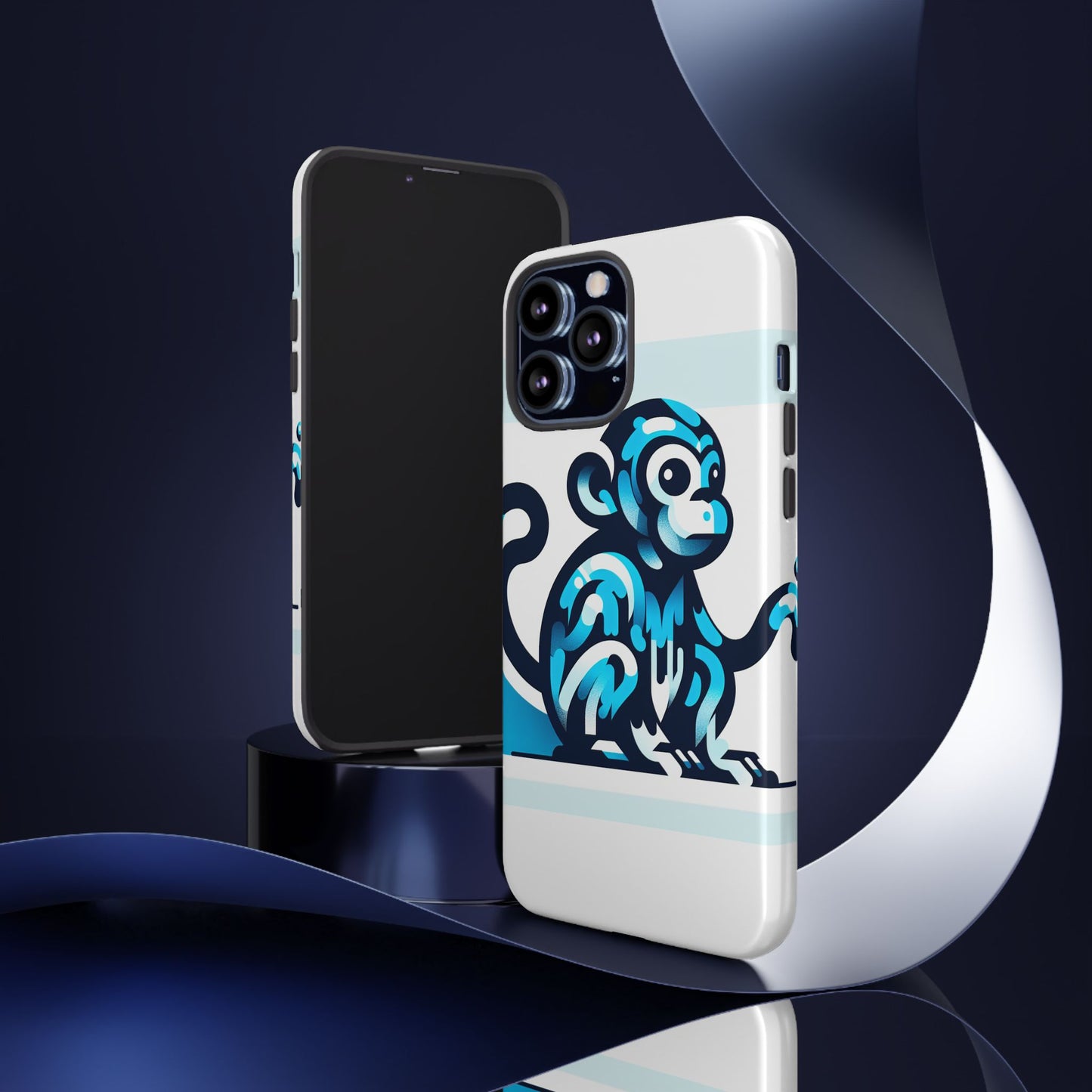 vibrant 3d monkey-inspired phone case for stylish protection in blue – unisex design compatible with iphone 13, 14, 15 & 16 – all models including pro, pro max & plus