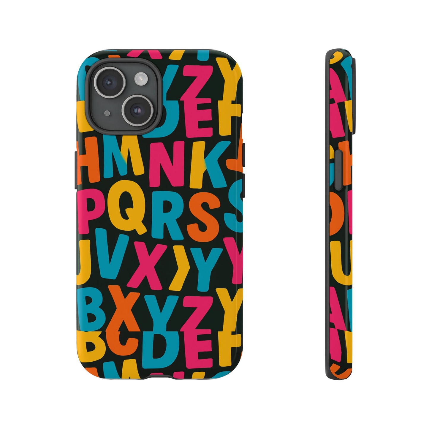 multicolour 3d alphabet wrap protective phone case for unique style and vibrant protection compatible with iphone 13, 14, 15 & 16 – all models including pro, pro max & plus