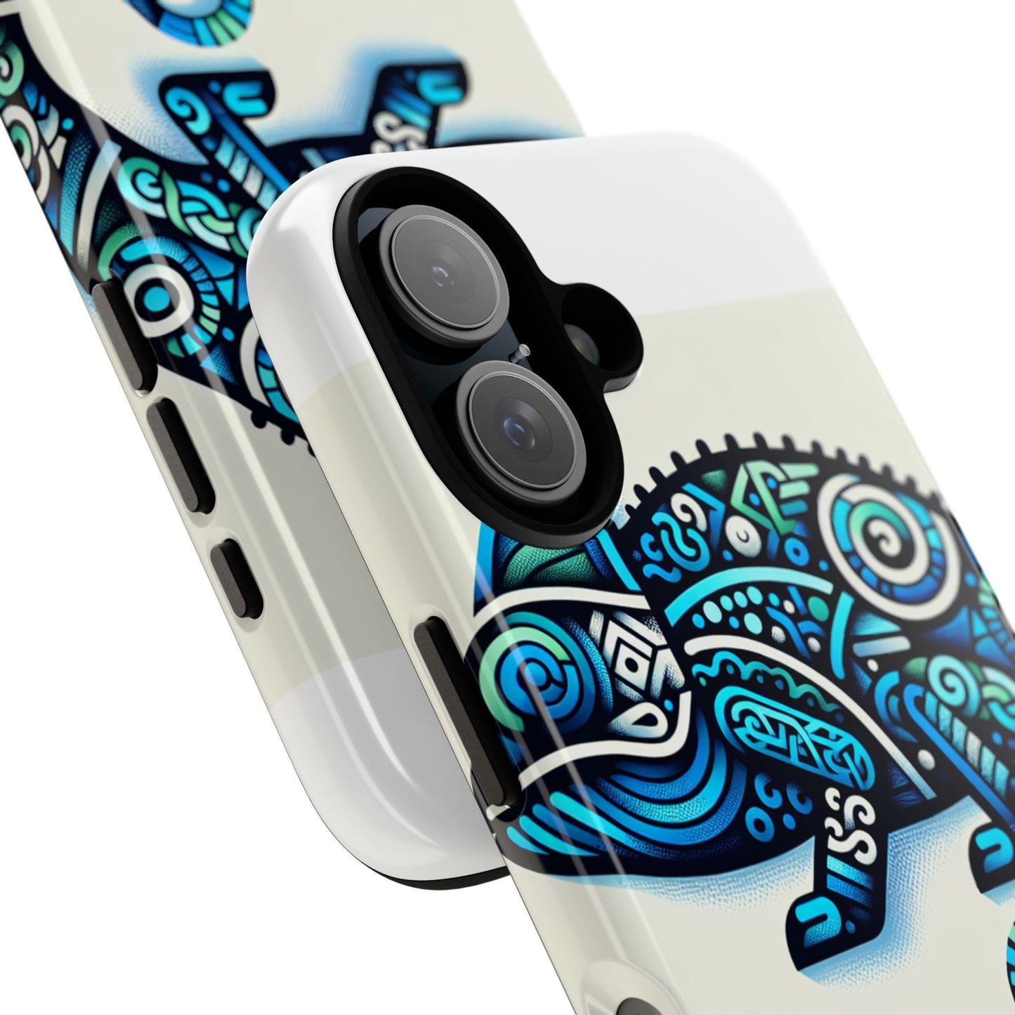 vibrant 3d chameleon phone case with blue design for stylish protection compatible with iphone 13, 14, 15 & 16 – all models including pro, pro max & plus