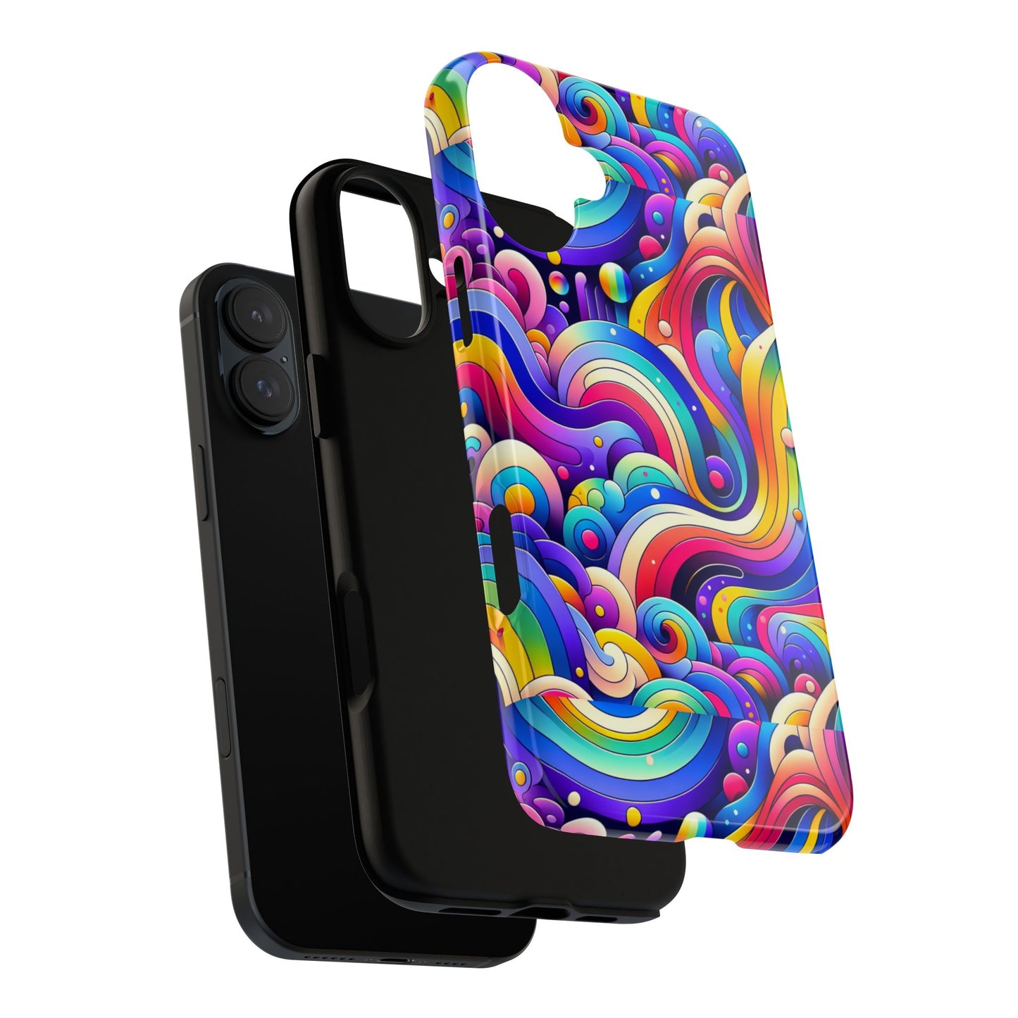 pattern image 4 vibrant shockproof phone case for anime and comic fans - colourful abstract design compatible with iphone 13, 14, 15 & 16 – all models including pro, pro max & plus
