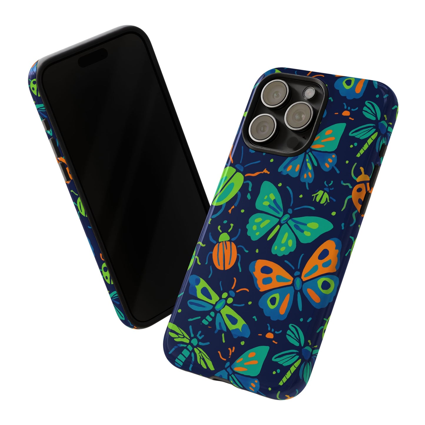 vibrant insect pattern protective phone case for stylish protection – multicolour 3d design compatible with iphone 13, 14, 15 & 16 – all models including pro, pro max & plus