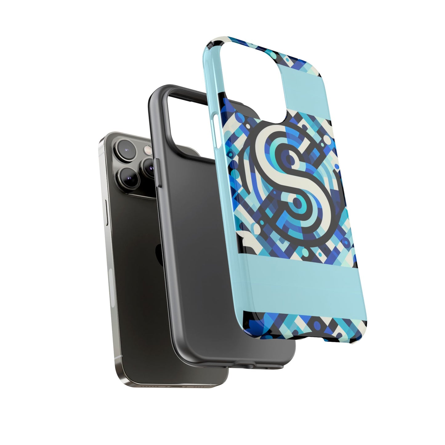 letter blue alphabet s phone case with 3d wrap design for stylish protection and unique retro anime comic style