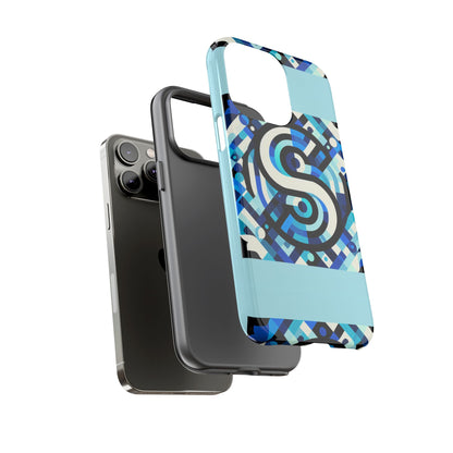 Letter Blue Alphabet S Phone Case with 3D Wrap Design for Stylish Protection and Unique Retro Anime Comic Style