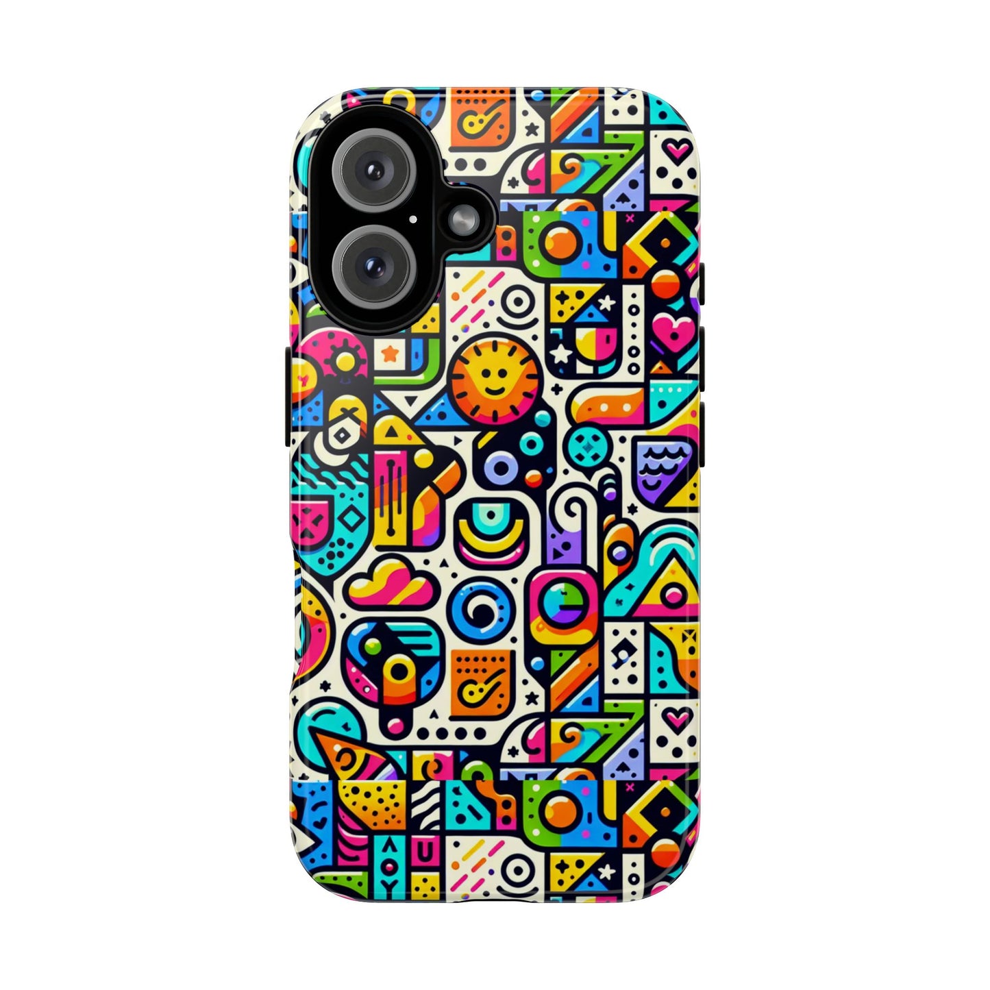 pattern image 9 vibrant shockproof phone case for anime and comic fans with bold geometric design, durable finish, and impact protection compatibility with iphone 13, 14, 15 & 16 – all models including pro, pro max & plus