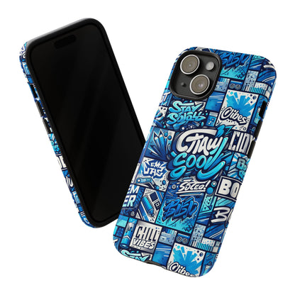 Vibrant 3D Graphic Phone Case in Blue with Playful Design for Stylish Protection Compatible with iPhone 13, 14, 15 & 16 – all models including Pro, Pro Max & Plus