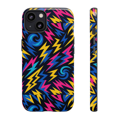 Vibrant Lightning Bolt Protective Phone Case with 3D Wrap Design for Trendy Aesthetic Accessories Compatible with iPhone 13, 14, 15 & 16 – all models including Pro, Pro Max & Plus