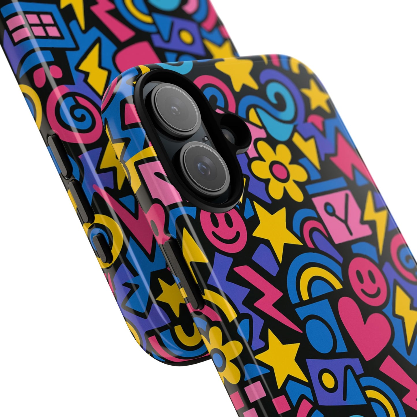 vibrant multicolour cartoon protective phone case – playful 3d design for stylish protection – compatible with iphone 13, 14, 15 & 16 – all models including pro, pro max & plus