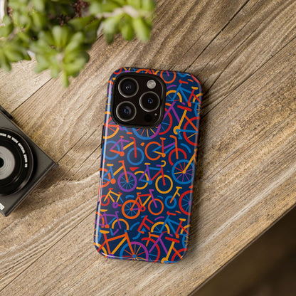 Multicolour 3D Bicycle Pattern Protective Phone Case Stylish Design for Creative Individuals Compatible with iPhone 13, 14, 15 & 16 – all models including Pro, Pro Max & Plus