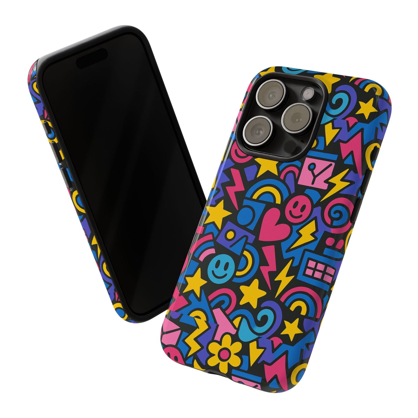 vibrant multicolour cartoon protective phone case – playful 3d design for stylish protection – compatible with iphone 13, 14, 15 & 16 – all models including pro, pro max & plus