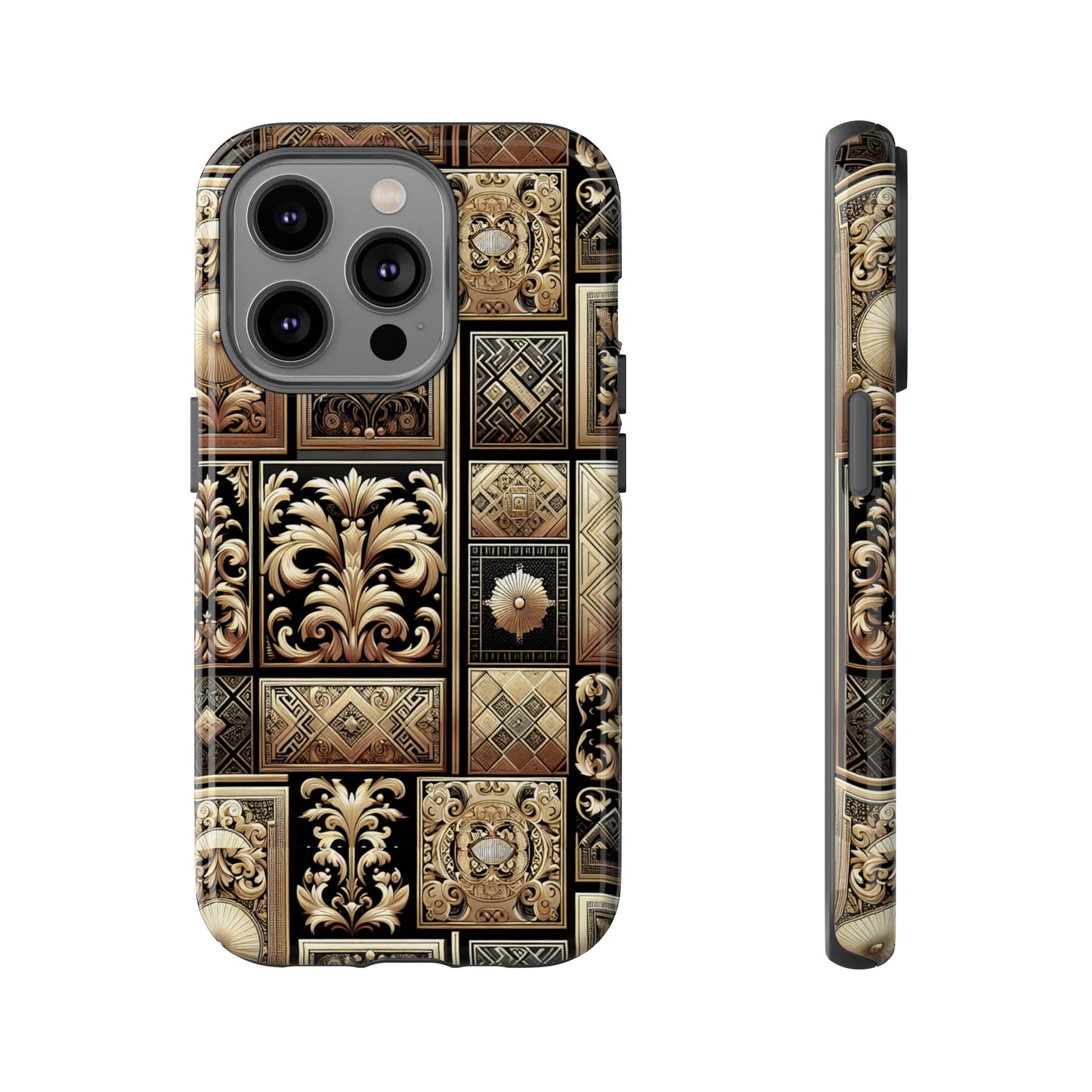 pattern image 4 vibrant 3d phone case for anime and comic fans with baroque gold ornate design compatible with iphone 13, 14, 15 & 16 – all models including pro, pro max & plus