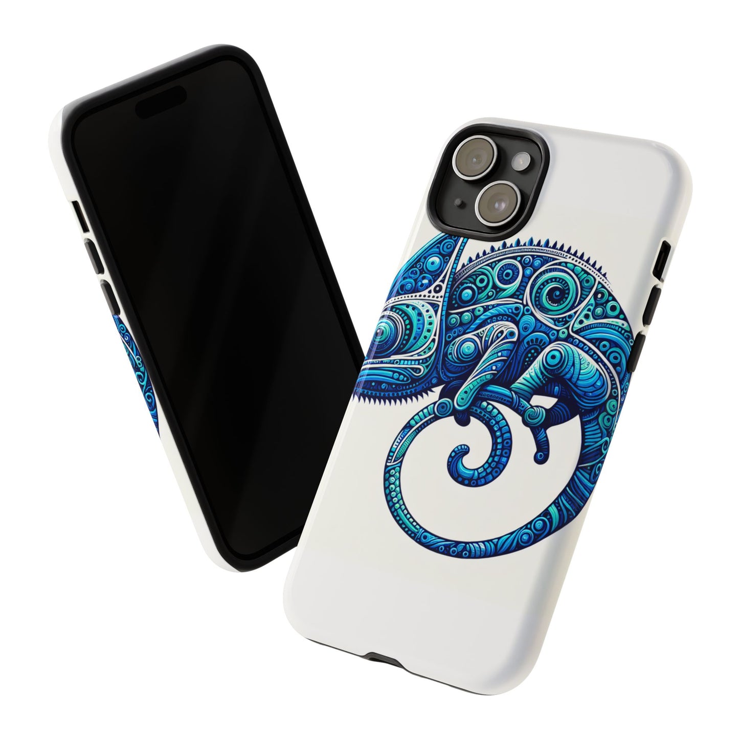 vibrant 3d wrap protective phone case with blue chameleon design, creative accessory for unique style, compatible with iphone 13, 14, 15 & 16 – all models including pro, pro max & plus
