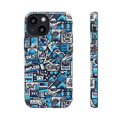 Vibrant 3D Wrap Stylish Protective Phone Case in Playful Blue and Black Design for Trendsetters Compatible with iPhone 13, 14, 15 & 16 – all models including Pro, Pro Max & Plus