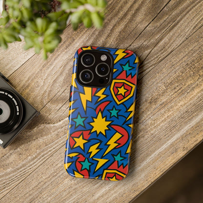Multicolour Superhero Phone Case with 3D Design for Playful Protection Compatible with iPhone 13, 14, 15 & 16 – all models including Pro, Pro Max & Plus