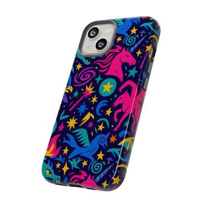 Vibrant Fantasy Unicorns Protective Phone Case – Colourful 3D Design for Stylish Protection – Compatible with iPhone 13, 14, 15 & 16 – All Models Including Pro, Pro Max & Plus