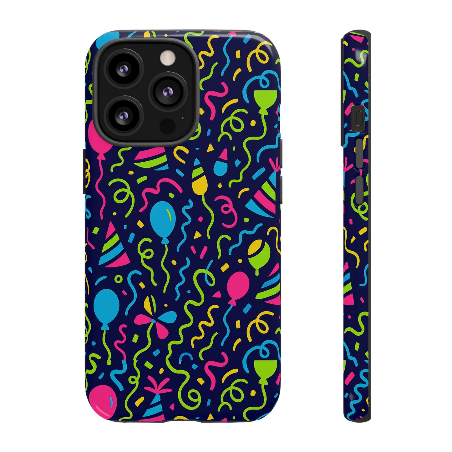 vibrant 3d wrap protective phone case with multicolour party design for playful smartphone accessories compatible with iphone 13, 14, 15 & 16 – all models including pro, pro max & plus