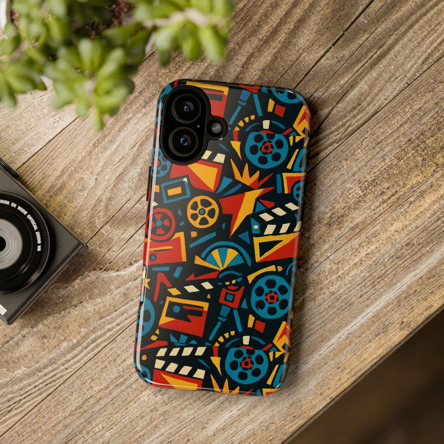 vibrant retro movie-inspired protective phone case with 3d design for stylish protection compatible with iphone 13, 14, 15 & 16 – all models including pro, pro max & plus
